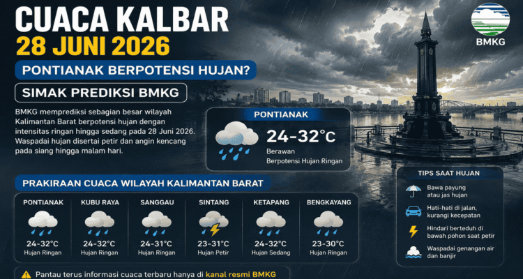 Cuaca Kalbar 28 Juni 2026: Langit Pontianak Diprediksi Tak Sepenuhnya Bersahabat, Ini Penjelasan BMKG