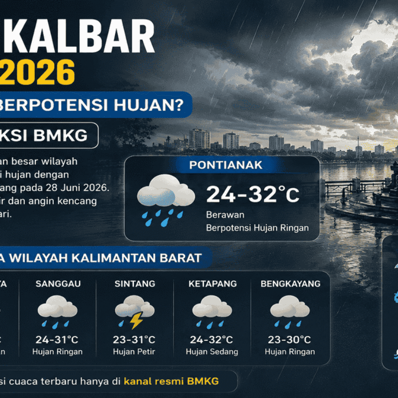 Cuaca Kalbar 28 Juni 2026: Langit Pontianak Diprediksi Tak Sepenuhnya Bersahabat, Ini Penjelasan BMKG
