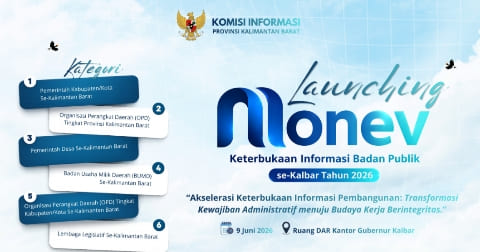 KI Kalbar Luncurkan Monev Keterbukaan Informasi Publik 2026, Kehadiran Kepala Daerah Jadi Syarat Penilaian KI Kalbar Luncurkan Monev Keterbukaan Informasi Publik 2026, Kehadiran Kepala Daerah Jadi Syarat Penilaian