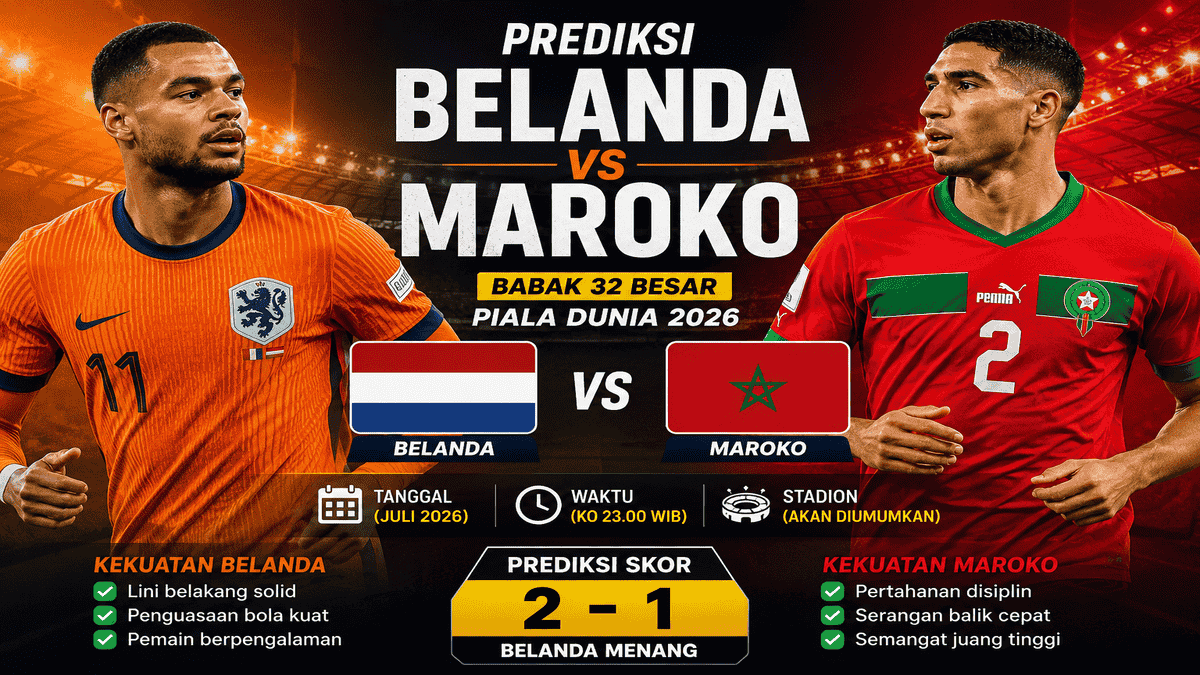 Nonton Belanda vs Maroko Gratis: Live Streaming Piala Dunia 2026, Kick-off Malam Ini