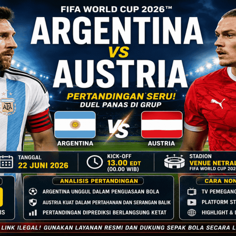 Nonton Argentina vs Austria Gratis: Jadwal, Jam Tayang, Prediksi Skor, dan Cara Live Streaming