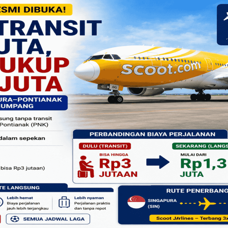 Tak Perlu Transit Lagi! Tiket Singapura Pontianak Kini Mulai Rp1,3 Juta
