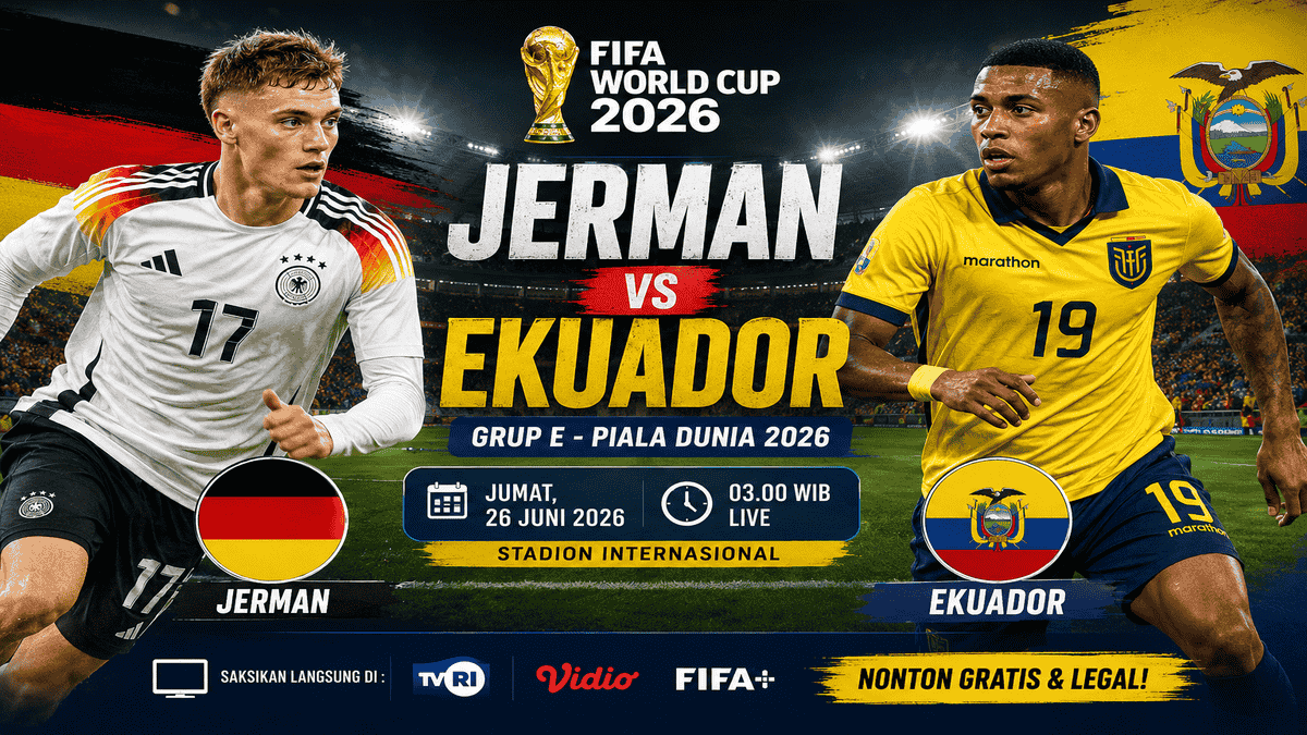 Link Nonton Jerman vs Ekuador Gratis Malam Ini, Duel Penentu Tiket Babak 16 Besar Piala Dunia 2026