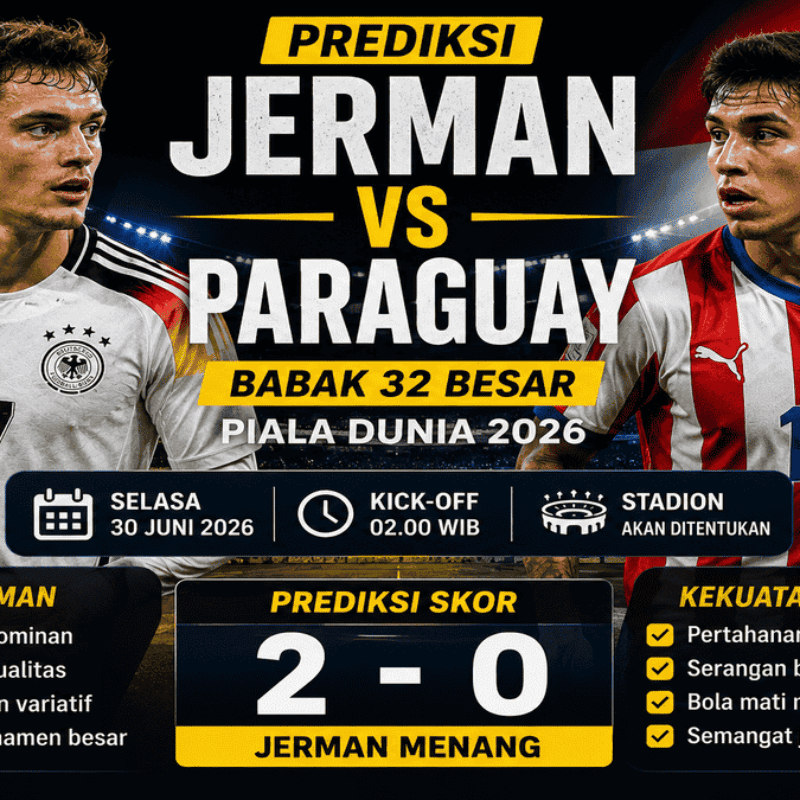 Nonton Jerman vs Paraguay Gratis:  Live Streaming Babak 32 Besar Piala Dunia 2026 Malam Ini