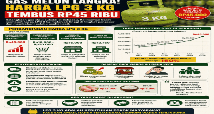 Gas Melon Langka di Sekadau Kalbar, Warga Mengeluh Harga LPG 3 Kg Tembus Rp45 Ribu