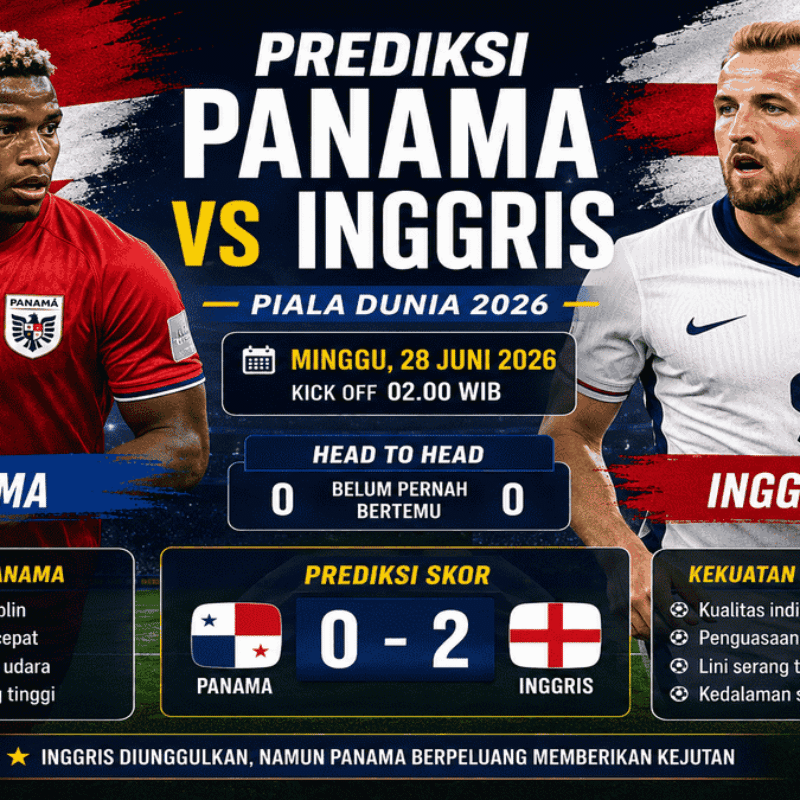 Link Nonton Panama vs Inggris Gratis: Live Streaming Piala Dunia 2026 Minggu 28 Juni