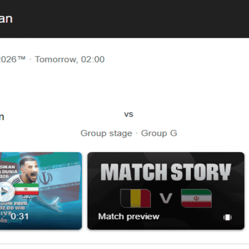 Belgia vs Iran Piala Dunia 2026 laga Grup G live streaming Tim nasional Belgia vs Iran pertandingan resmi FIFA 2026 Siaran langsung Belgia vs Iran jadwal malam ini