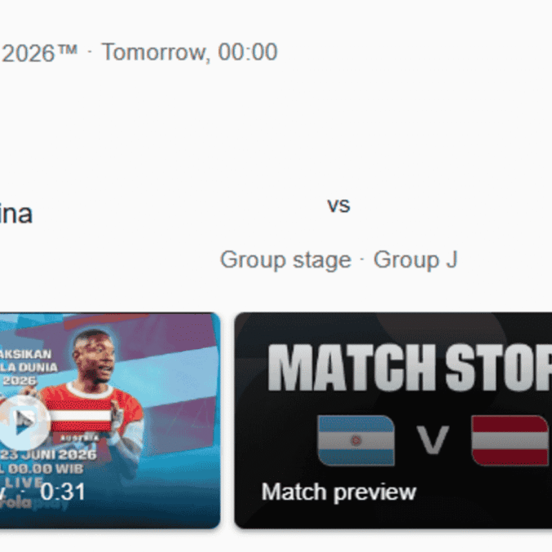 Nonton siaran langsung Argentina vs Austria Piala Dunia 2026