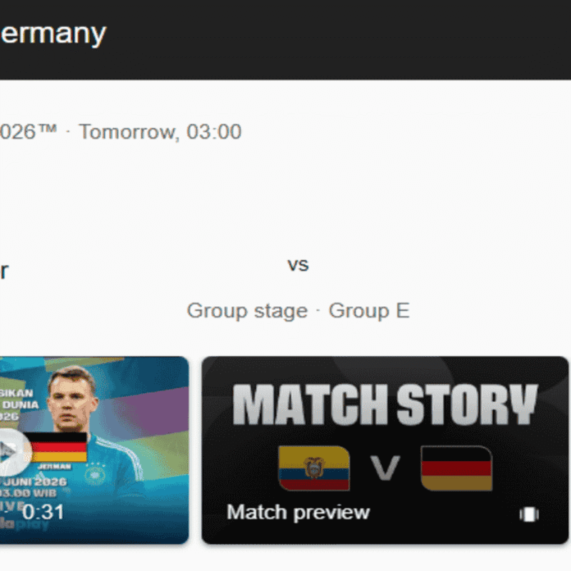 Nonton Siaran Langsung Jerman vs Ekuador Malam Ini: Duel Panas Penentu Nasib di Piala Dunia 2026