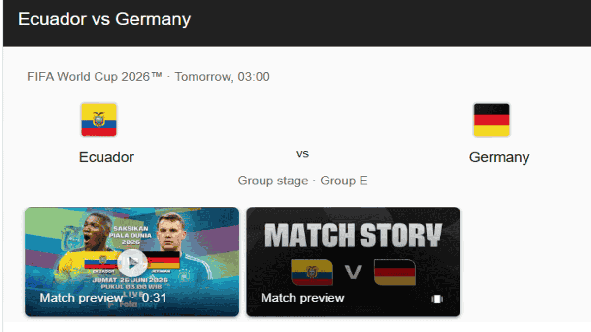 Nonton Siaran Langsung Jerman vs Ekuador Malam Ini: Duel Panas Penentu Nasib di Piala Dunia 2026