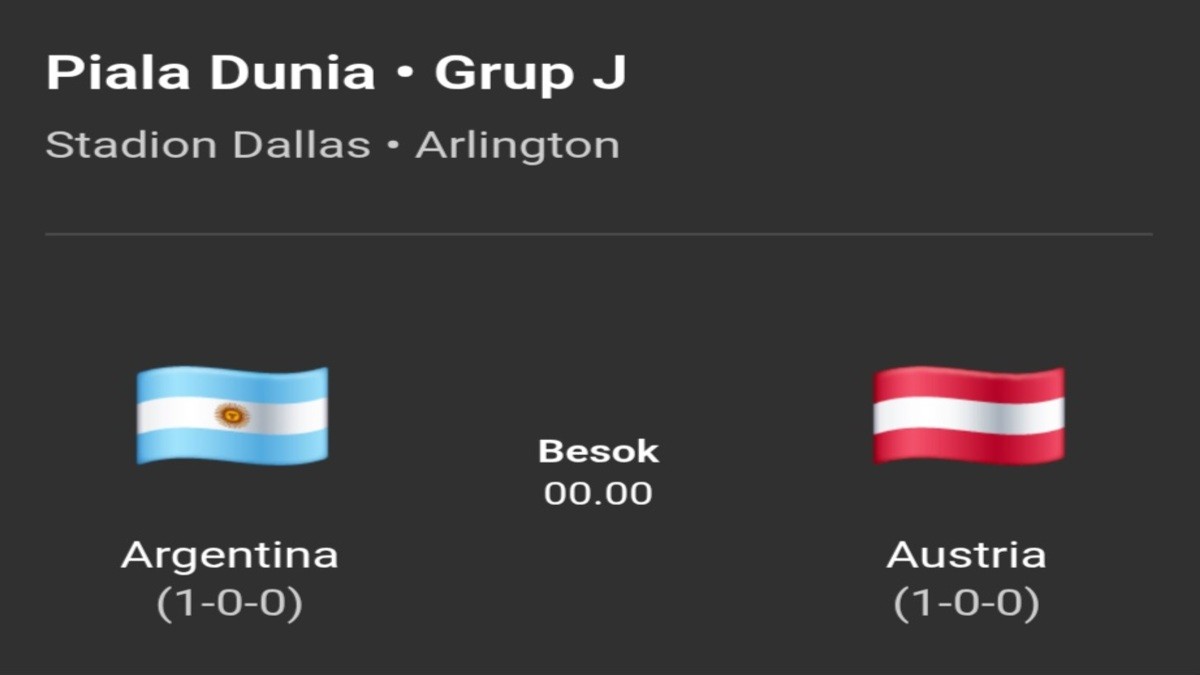 Hasil akhir Argentina vs Austria menjadi salah satu laga yang paling banyak dicari dalam lanjutan fase grup Piala Dunia 2026 Hasil akhir Argentina vs Austria menjadi salah satu laga yang paling banyak dicari dalam lanjutan fase grup Piala Dunia 2026