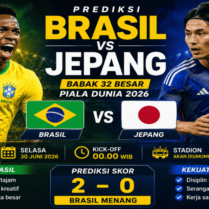 Nonton Brasil vs Jepang Gratis: Link Live Streaming Babak 32 Besar Piala Dunia 2026 Malam Ini