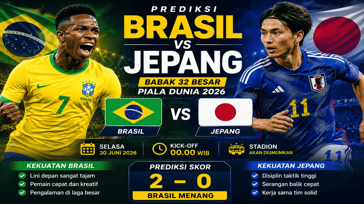 Nonton Brasil vs Jepang Gratis: Link Live Streaming Babak 32 Besar Piala Dunia 2026 Malam Ini