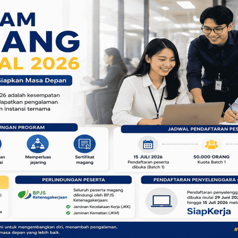 Pendaftaran Magang Nasional 2026 Resmi Dibuka 15 Juli, Simak Syarat dan Kuotanya