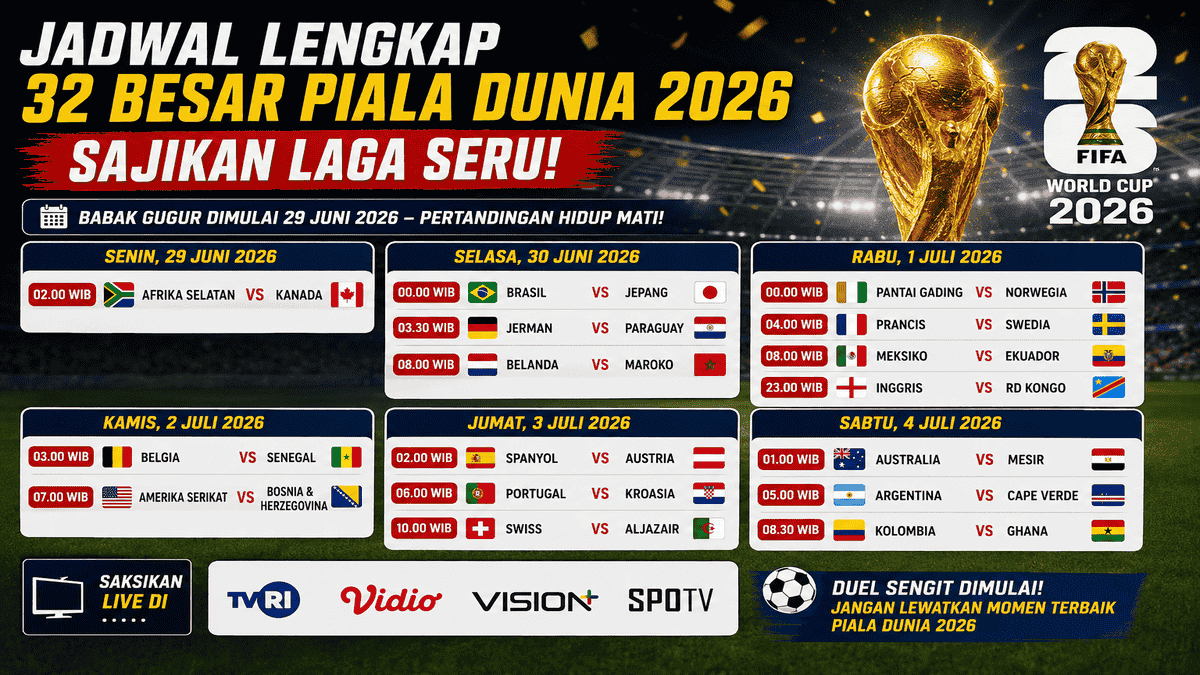 Jadwal 32 Besar Piala Dunia 2026, Messi dan Haaland Siap Beraksi