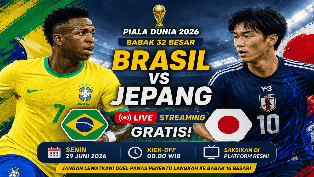 Siaran Langgsung Brazil vs Jepang Gratis: Link Nonton Live Streaming Piala Dunia 2026 Malam Ini