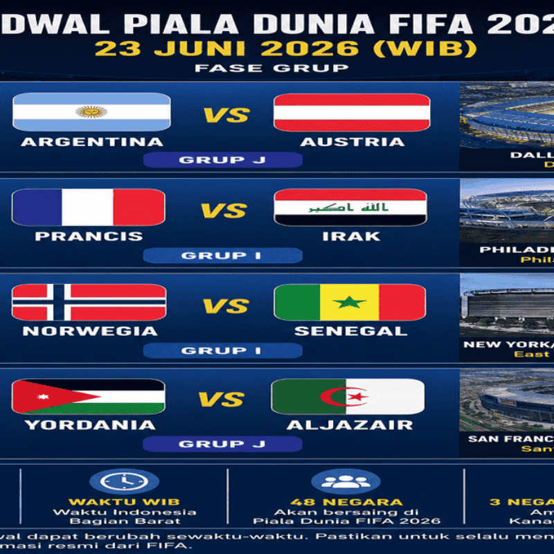 Jadwal Piala Dunia FIFA 2026 – 23 Juni 2026 