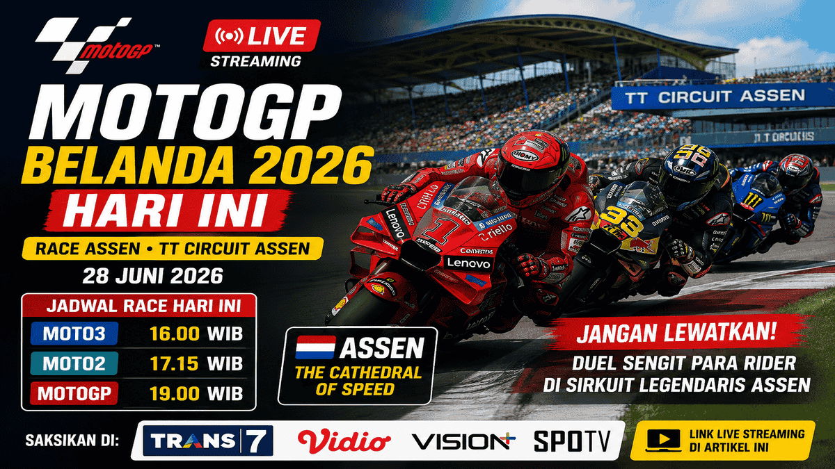 Nonton Siaran Langsung MotoGP Belanda Hari Ini Minggu: Link Live Streaming Race Assen, Jadwal dan Jam Tayang