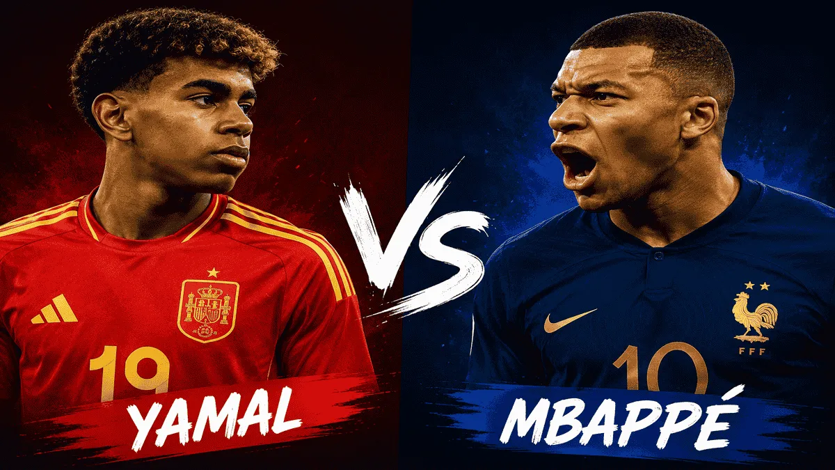 yamal-vs-mbappe-spanyol-atau-prancis-piala-dunia-2026 Yamal atau Mbappé menjadi sorotan utama semifinal Piala Dunia 2026. Simak perbandingan statistik, kekuatan, prediksi skor, dan siapa yang lebih berpeluang membawa Spanyol atau Prancis ke final.