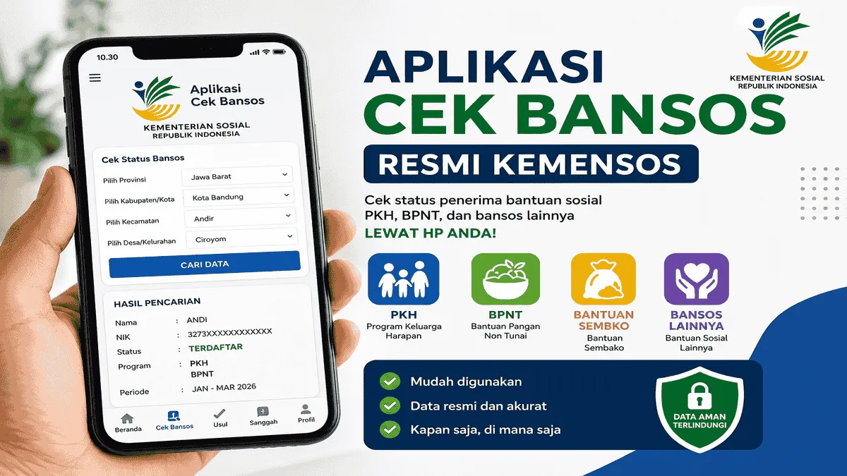 aplikasi-cek-bansos-2026-resmi-kemensos Aplikasi Cek Bansos 2026 Resmi Kemensos, Cara Cek Nama Penerima BPNT dan PKH Lewat HP