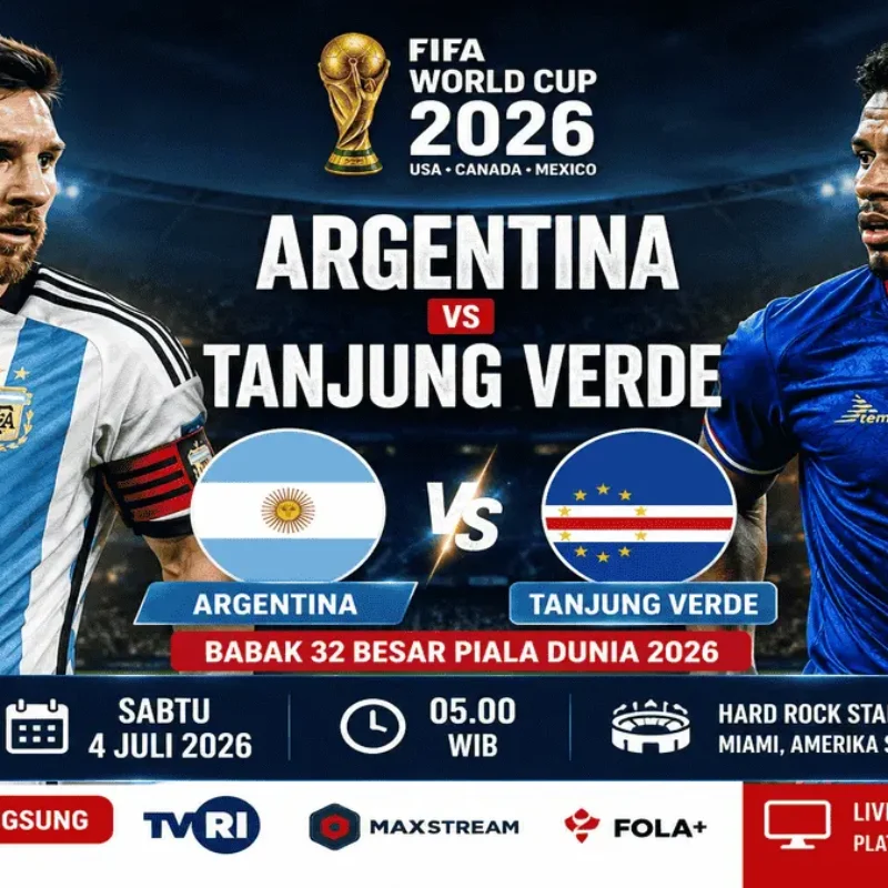 Link Nonton Argentina vs Tanjung Verde Gratis Babak 32 Besar Piala Dunia 2026