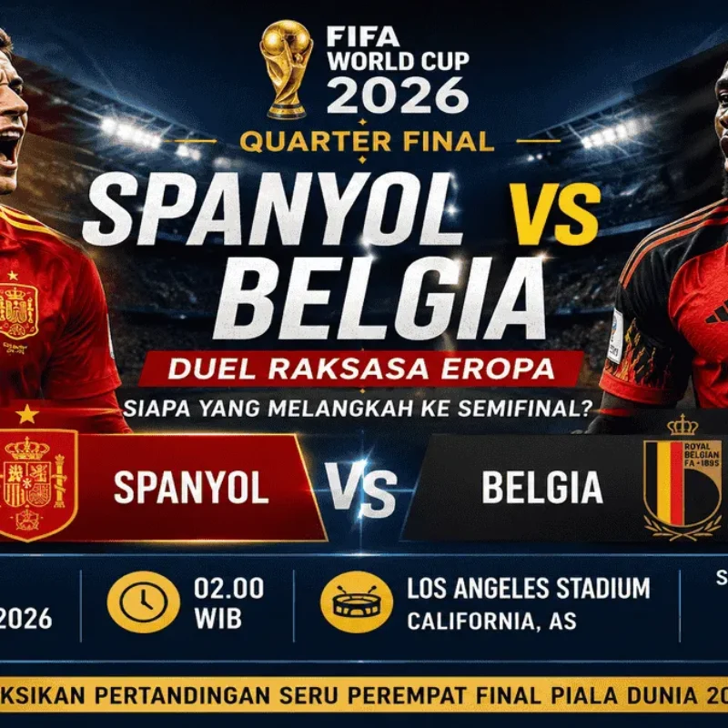 jadwal Nonton Spanyol vs Belgia Live Malam Ini! Adu Taktik Dua Raksasa Eropa di Perempat Final Piala Dunia 2026