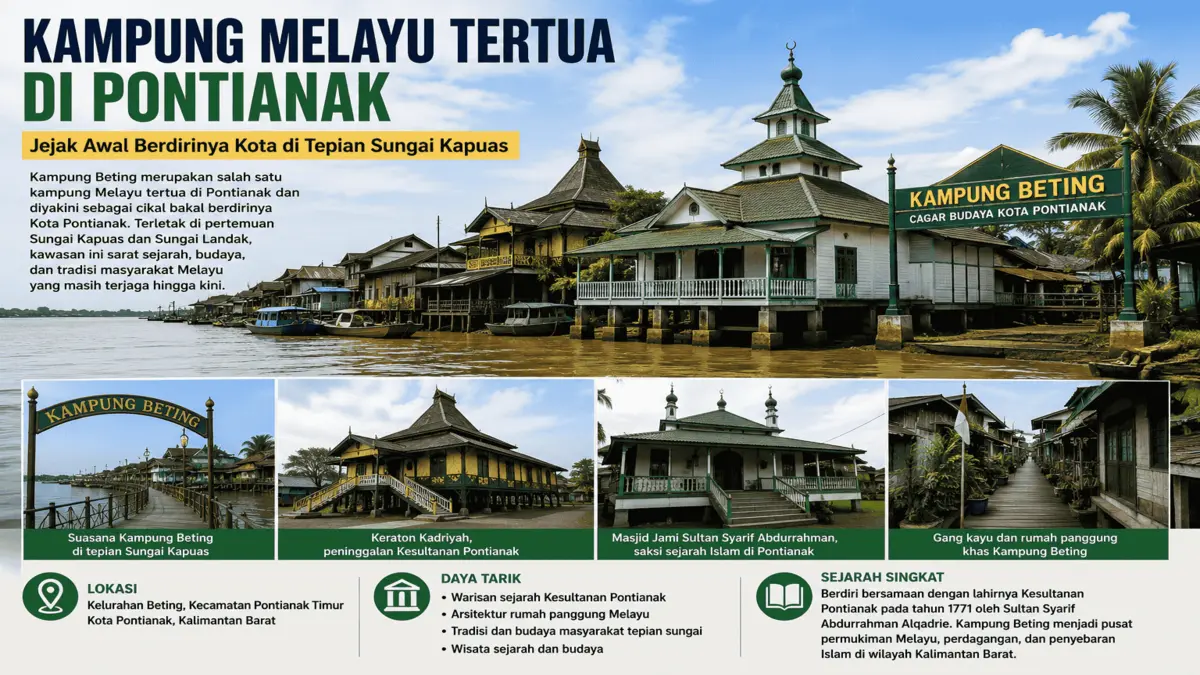 Suasana Kampung Beting yang dikenal sebagai salah satu kampung Melayu tertua dan cikal bakal Kota Pontianak di Kalimantan Barat.