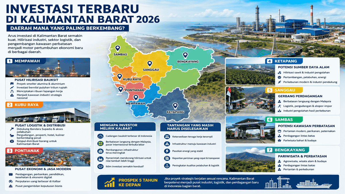 peta-investasi-kalbar-2026-mempawah-melesat Peta Investasi Kalbar: Mempawah Melesat, Kubu Raya Simpul Distribusi, Pontianak Pusat Ekonomi Modern