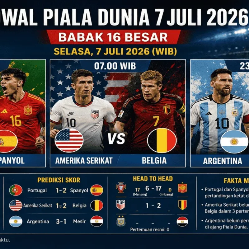 Live Piala Dunia 7 Juli 2026: Jadwal Lengkap, Jam Tayang, Prediksi Skor dan Link Nonton Resmi