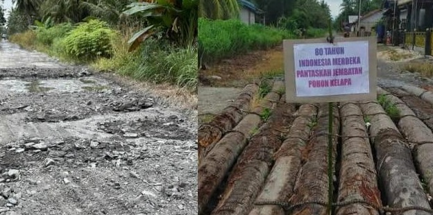 30 Tahun Tak di Perbaiki, Jalan Desa Seranggam Sambas Rusak Parah